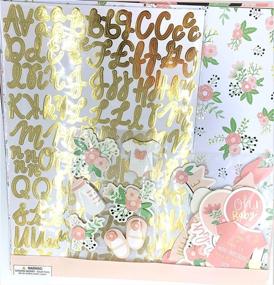 img 1 attached to 👶 Hello Little Angel Gold Foiled Scrapbooking Kit: Baby Girl Theme with 31 Pieces - Baby Shoes, Onesie, Roses, Elegant Blooms & Things