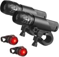 super bright bike light set with focus adjustable front headlight and rear led mountain bicycle light, including mount - jb866 logo