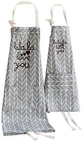 img 3 attached to Love You Kitchen Aprons Set - Mommy & Me Matching Cooking Aprons for Women and Girls, Grey Retro Design, Sayings 'Love You', Cotton Fabric Ideal for Kitchen, Baking, Salon - Pinafore Style Vintage Apron