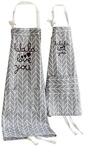 img 2 attached to Love You Kitchen Aprons Set - Mommy & Me Matching Cooking Aprons for Women and Girls, Grey Retro Design, Sayings 'Love You', Cotton Fabric Ideal for Kitchen, Baking, Salon - Pinafore Style Vintage Apron