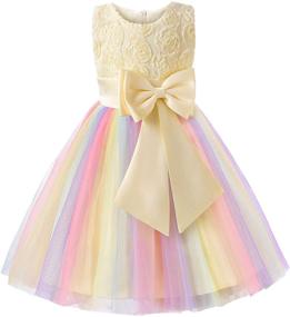 img 4 attached to 🌈 Delightful Sleeveless Rainbow Wedding Apparel for Young Girls by Uhnice