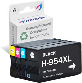 img 4 attached to 🖨️ HOTCOLOR 954XL Ink Remanufactured Replacement for HP 954XL Ink Cartridges Combo Pack - Compatible with 8710 8720 7740 8210 8730 (4 Pack)