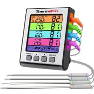 🌡️ thermopro tp17h digital meat thermometer - 4 temperature probes, alarm, backlit lcd - bbq cooking grilling kitchen oven barbecue turkey logo