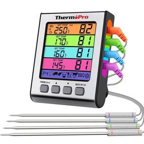 img 4 attached to 🌡️ ThermoPro TP17H Digital Meat Thermometer - 4 Temperature Probes, Alarm, Backlit LCD - BBQ Cooking Grilling Kitchen Oven Barbecue Turkey