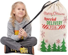 img 3 attached to 🎅 Christmas Santa Burlap Sack 3-Pack - Large Gift Bags for Xmas Package Storage