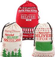 🎅 christmas santa burlap sack 3-pack - large gift bags for xmas package storage logo