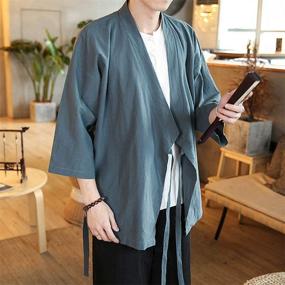 img 1 attached to 👘 Stunning Vintage Kimono Cardigan Japanese 20714 Blue: A Timeless Fashion Statement