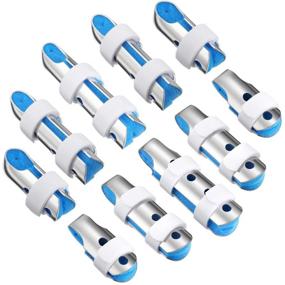 img 4 attached to Metal Padded Finger Splints: Premium Finger Support with Soft Foam Interior and Loop Straps – 10 Pieces, 3 Sizes (Blue) – Ideal for Adults and Children