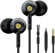 wired earbuds with microphone - vohechs tangle-free in ear headphones for gaming, music 🎧 & mobile gaming - 3.5mm jack, hifi stereo bass sound - compatible with nintendo switch (black/gold) logo