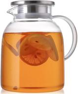 🍹 hedume 2 liter 68 ounces glass pitcher with lid - premium heat resistant glass beverage carafe for iced tea, wine, coffee, milk, juice & more logo