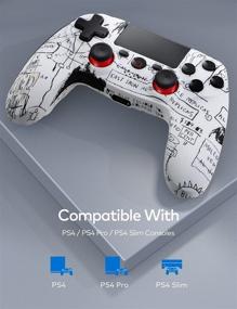 img 3 attached to 🎮 FaRuiX PS4 Wireless Game Controller with Dual Vibration, 6-Axis Gyro, Built-in Speaker, 3.5mm Audio Jack, 1000mAh - Graffiti White