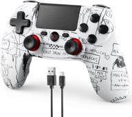 🎮 faruix ps4 wireless game controller with dual vibration, 6-axis gyro, built-in speaker, 3.5mm audio jack, 1000mah - graffiti white логотип