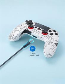 img 1 attached to 🎮 FaRuiX PS4 Wireless Game Controller with Dual Vibration, 6-Axis Gyro, Built-in Speaker, 3.5mm Audio Jack, 1000mAh - Graffiti White