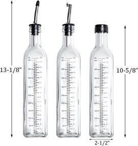 img 3 attached to 🍶 Kingrol Set of 4 Glass Oil Dispenser Bottles - Clear Cruets with Stainless Steel Pourers & Chalkboard Labels - 17 oz Capacity