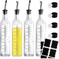 🍶 kingrol set of 4 glass oil dispenser bottles - clear cruets with stainless steel pourers & chalkboard labels - 17 oz capacity logo