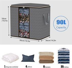 img 3 attached to 📦 6 Pack Fixwal Extra Large Storage Bags - 90L Capacity for Comforters, Blankets, and Clothes. Zippered Container with Reinforced Handle, Perfect Closet Organizers for Bedding and Clothing