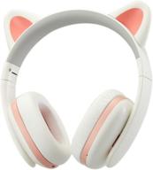 🎧 censi music headset headphone: creative cat ear stereo over-ear game gaming bass headset with noise canceling headband earphone for ipad, pc, iphone, and android smartphones (white, wired) logo