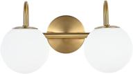 🛀 2-light brushed brass modern bathroom vanity light fixture - milk white globe glass shade, wall bar sconce lighting for bath vanity mirrors (g9 bulb not included) логотип