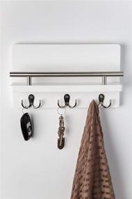 img 3 attached to 📬 Contemporary Wall Mount Mail and Magazine Organizer with Key Holder - 3 Double Hooks for Modern Wall Decor in Entryway - Pine Wood White Mail Holder