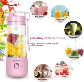 img 2 attached to Portable Smoothie Blender, Personal Size Blender for Shakes and Smoothies, 4000mAh Rechargeable Mini Travel Blender with 3D Six Blades, 13.5Oz Fruit Mixer Cup for Home, Sports, Outdoor Activities (Pink)