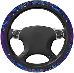 img 3 attached to Universal Steering Wheel Covers，Trippy Octopus Elastic Car Wheel Cover