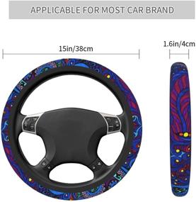 img 1 attached to Universal Steering Wheel Covers，Trippy Octopus Elastic Car Wheel Cover