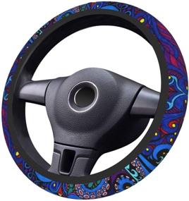 img 2 attached to Universal Steering Wheel Covers，Trippy Octopus Elastic Car Wheel Cover