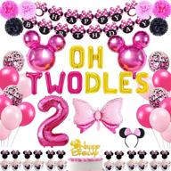 🎉 danirora minnie mouse party decorations for 2nd birthday - oh twodles birthday party supplies and minnie themed decorations set for girls - minnie headband, banner, balloons included logo