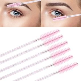 img 1 attached to 💄 200 Disposable Pink Mascara Applicator Wands & Lipstick Brushes - Tbestmax Crystal Lip Gloss Brush Lash Spoolies for Eyelash Extensions