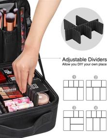 img 1 attached to 💄 Relavel Makeup Organizer Bag – Stylish Travel Makeup Case with Adjustable Dividers & Brush Holder, 2-Layer Cosmetic Storage Box (Small Black)