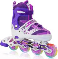 kids inline rollerblades: adjustable 4 sizes, full light up wheels - outdoor & indoor illuminating skates for girls and boys, perfect for beginners logo