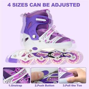 img 3 attached to Kids Inline Rollerblades: Adjustable 4 Sizes, Full Light Up Wheels - Outdoor & Indoor Illuminating Skates for Girls and Boys, Perfect for Beginners