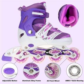 img 1 attached to Kids Inline Rollerblades: Adjustable 4 Sizes, Full Light Up Wheels - Outdoor & Indoor Illuminating Skates for Girls and Boys, Perfect for Beginners