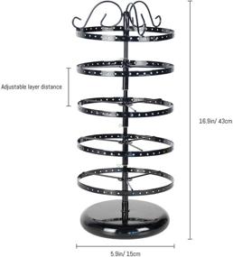 img 3 attached to 📿 LASZOLA 5 Tiers 360° Rotating Earring Holder Organizer: 220 Holes Metal Jewelry Display Rack Stand Tower - 14x6.3 Inch (Black)
