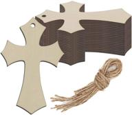 🎄 decorative wooden cross hanging ornaments for diy craft - set of 20 cross shaped wood cutouts with hemp ropes, ideal for wedding, birthday, halloween, and christmas decoration (2.56x3.94 in) logo