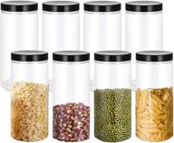 🍽️ lawei 8-pack 34 oz clear plastic jars with black lids - food storage containers for kitchen & household storage of dry goods, nuts, cookies, and more логотип