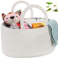 👶 extra large diaper caddy organizer | abenkle cotton rope baby basket | portable nursery storage bin for changing table/car | gender-neutral baby shower gift (white) logo
