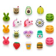 🐾 cute animal cable protector, 18-pack usb charger protectors for iphone ipad cables, fruit bite charging protectors and cord holders, charging cable savers phone accessories cable buddies logo