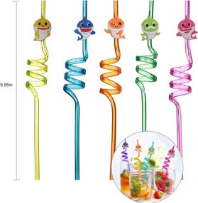 img 2 attached to 🦈 27-Piece Set of Baby Shark Reusable Plastic Drinking Straws with Cleaning Brushes - Ideal for Baby Shark Party Supplies, Birthday Party Decorations and Favors