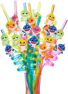 🦈 27-piece set of baby shark reusable plastic drinking straws with cleaning brushes - ideal for baby shark party supplies, birthday party decorations and favors logo