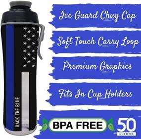 img 3 attached to 🚰 50 Strong Police Water Bottle - BPA-Free with Easy Open Chug Cap & Carry Loop - Made in USA (24 oz., Thin Blue Line) - Stay Hydrated with Law Enforcement Pride!