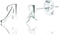 stainless steel initial stud earrings for women and teen girls - gold and silver alphabet letters (a-z) logo