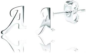 img 4 attached to Stainless Steel Initial Stud Earrings for Women and Teen Girls - Gold and Silver Alphabet Letters (A-Z)