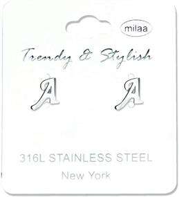 img 2 attached to Stainless Steel Initial Stud Earrings for Women and Teen Girls - Gold and Silver Alphabet Letters (A-Z)