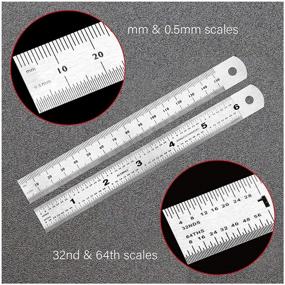 img 2 attached to 📏 Набор из 4 нержавеющих сталей ACXMKEX Ruler (6, 12 дюймов) - Метрический линейка с сантиметрами, дюймами и метрическими измерениями