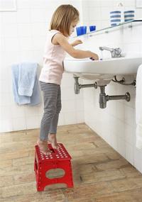 img 2 attached to 🔴 Red 11-inch Super Strong Foldable Step Stool for Adults and Kids by Greenco