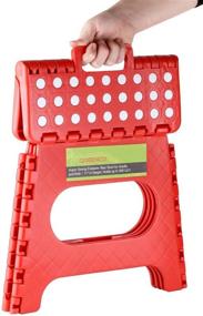 img 3 attached to 🔴 Red 11-inch Super Strong Foldable Step Stool for Adults and Kids by Greenco
