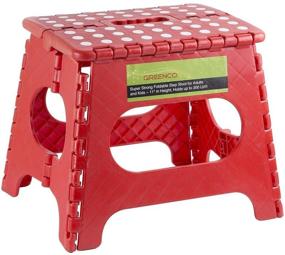 img 4 attached to 🔴 Red 11-inch Super Strong Foldable Step Stool for Adults and Kids by Greenco