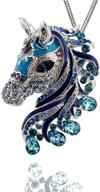 🐴 dianal boutique elegant horse pendant necklace - enamel crystals on 21" chain, gift boxed (blue) logo