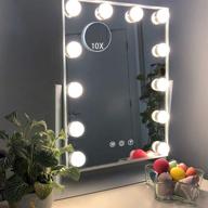💄 hansong makeup mirror with lights - vanity light-up professional mirror with 10x magnification & 3 lighting modes - detachable cosmetic mirror with 12 dimmable bulbs logo
